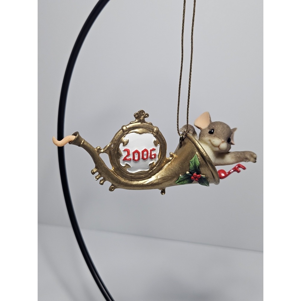 Charming Tails Begin the Holiday on a Happy Note Ornament 2006 Mouse French Horn
